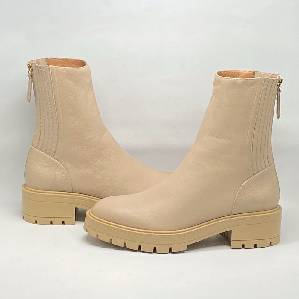 Aquazzura Saint Honore Leather Combat Booties Size 39